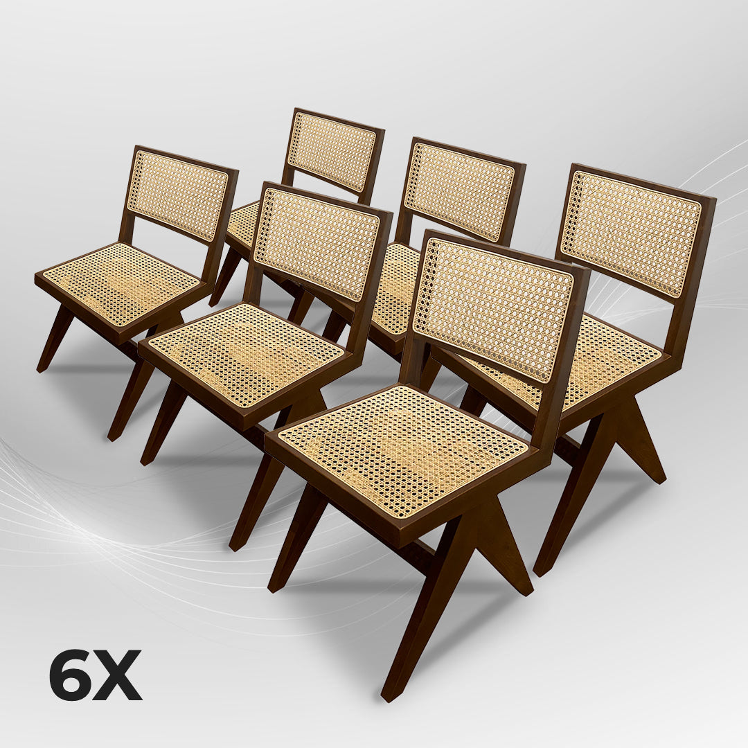 AARMLESS Stylish Walnut Rattan Dining Chair Boho