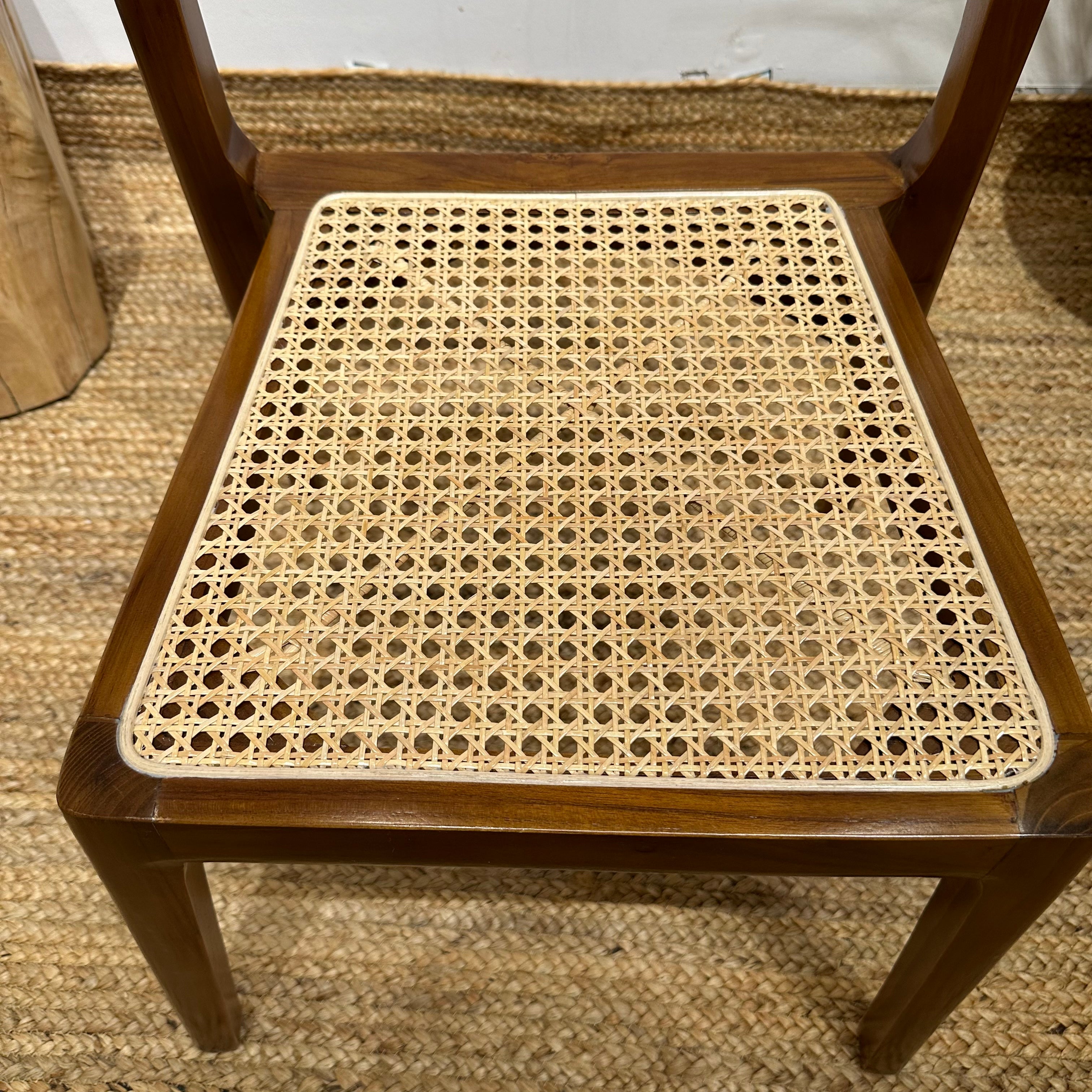 STACKING Walnut Rattan Dining Chair