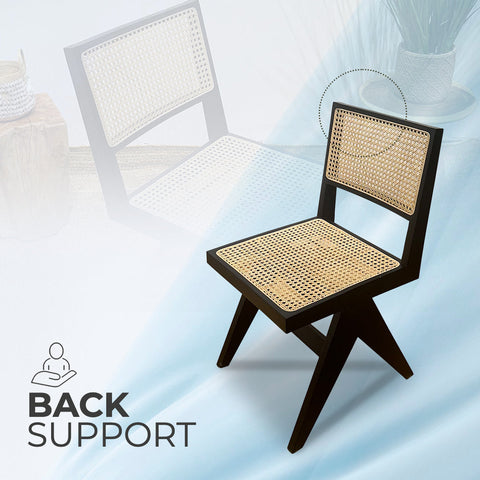 AARMLESS Stylish Black Rattan Dining Chair Boho