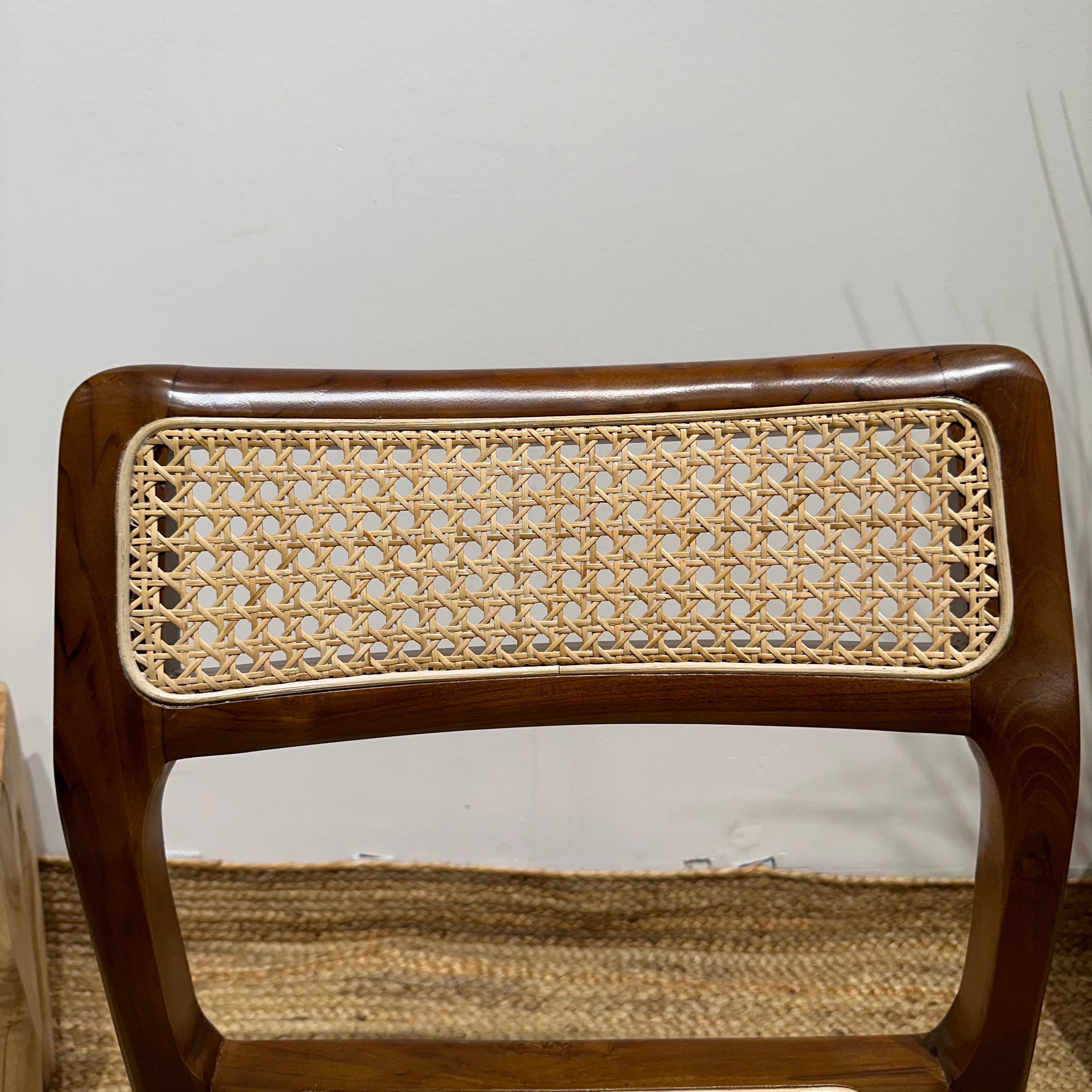 STACKING Walnut Rattan Dining Chair