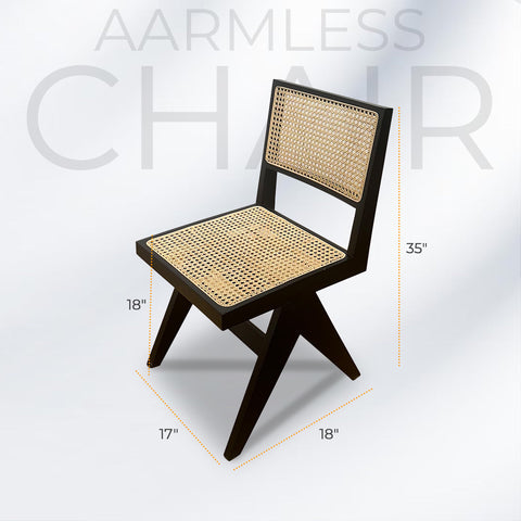 AARMLESS Stylish Black Rattan Dining Chair Boho