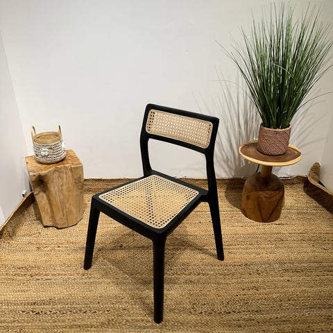 STACKING Black Rattan Dining Chair