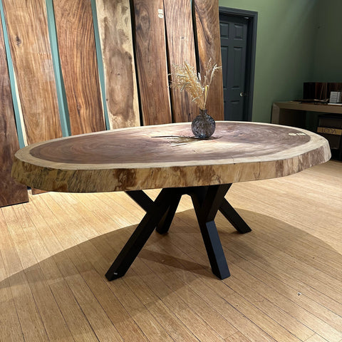 75" ROUND SOLID WOOD DINING TABLE