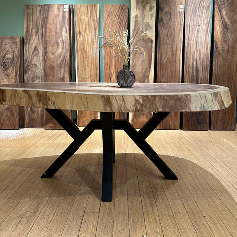 75" ROUND SOLID WOOD DINING TABLE