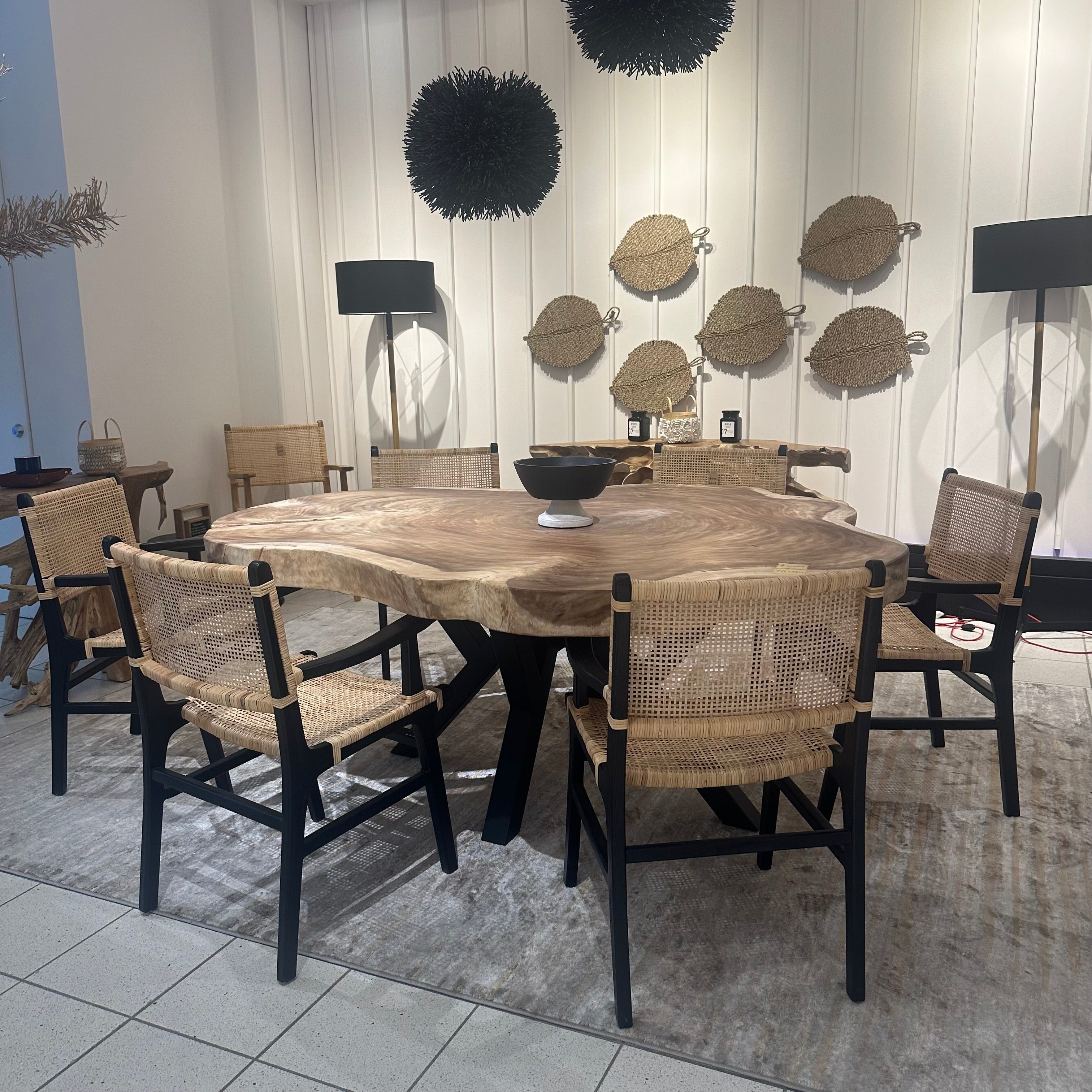 77" ROUND SOLID WOOD DINING TABLE