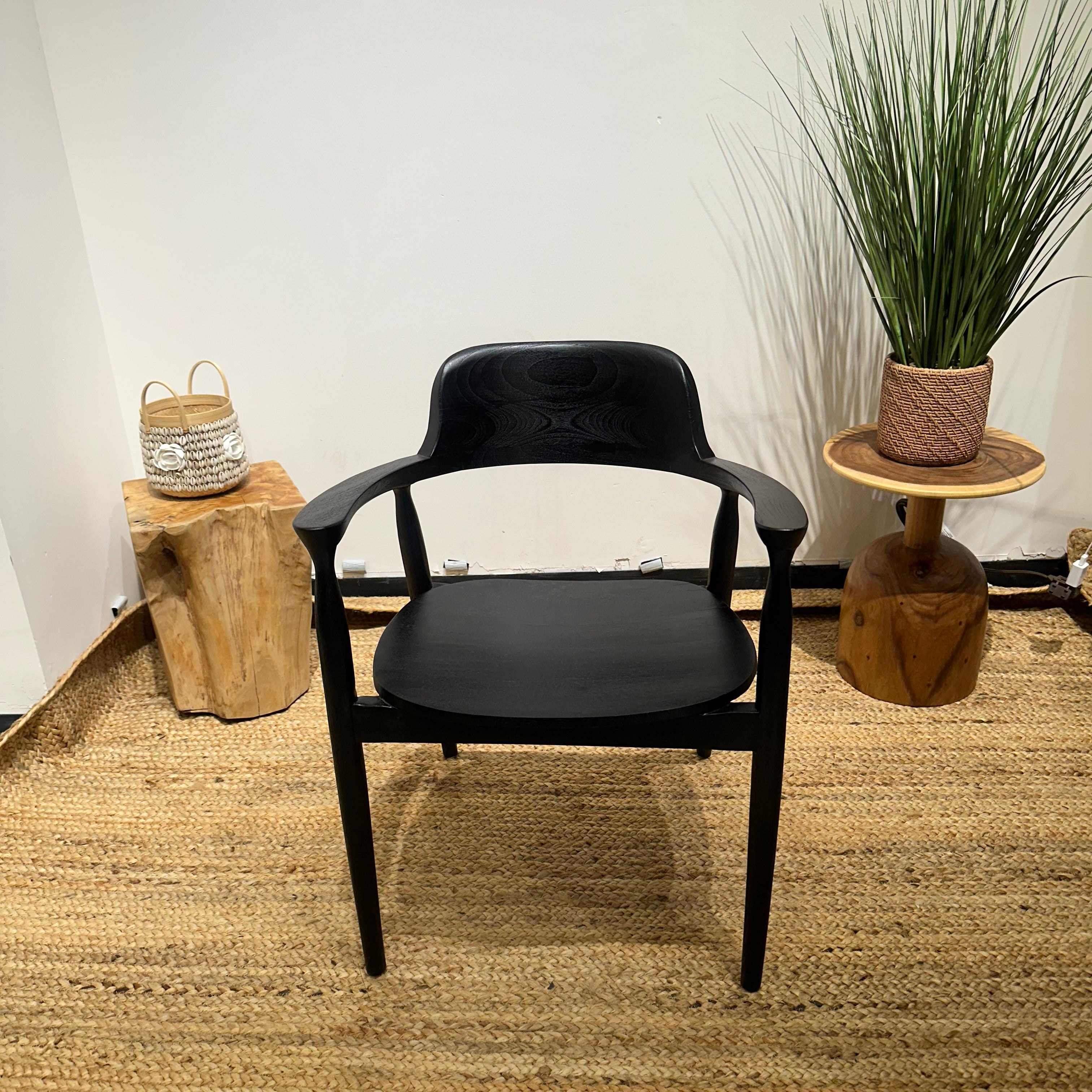 HIRASHIMA Black Comfortable Mid-Century Modern Dining Chair