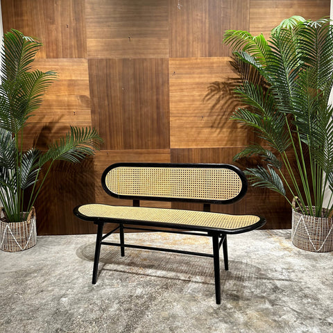 WOVEN RATTAN BENCH