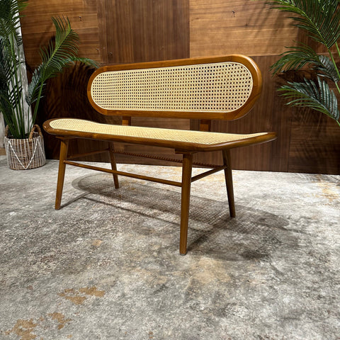 WOVEN RATTAN BENCH