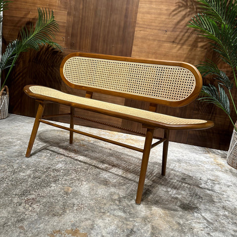 WOVEN RATTAN BENCH