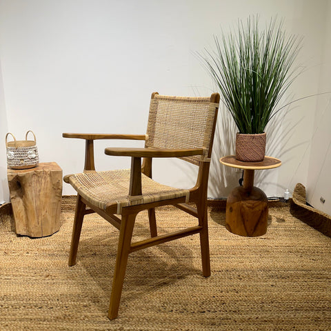 LAZY Walnut Rattan Armchair