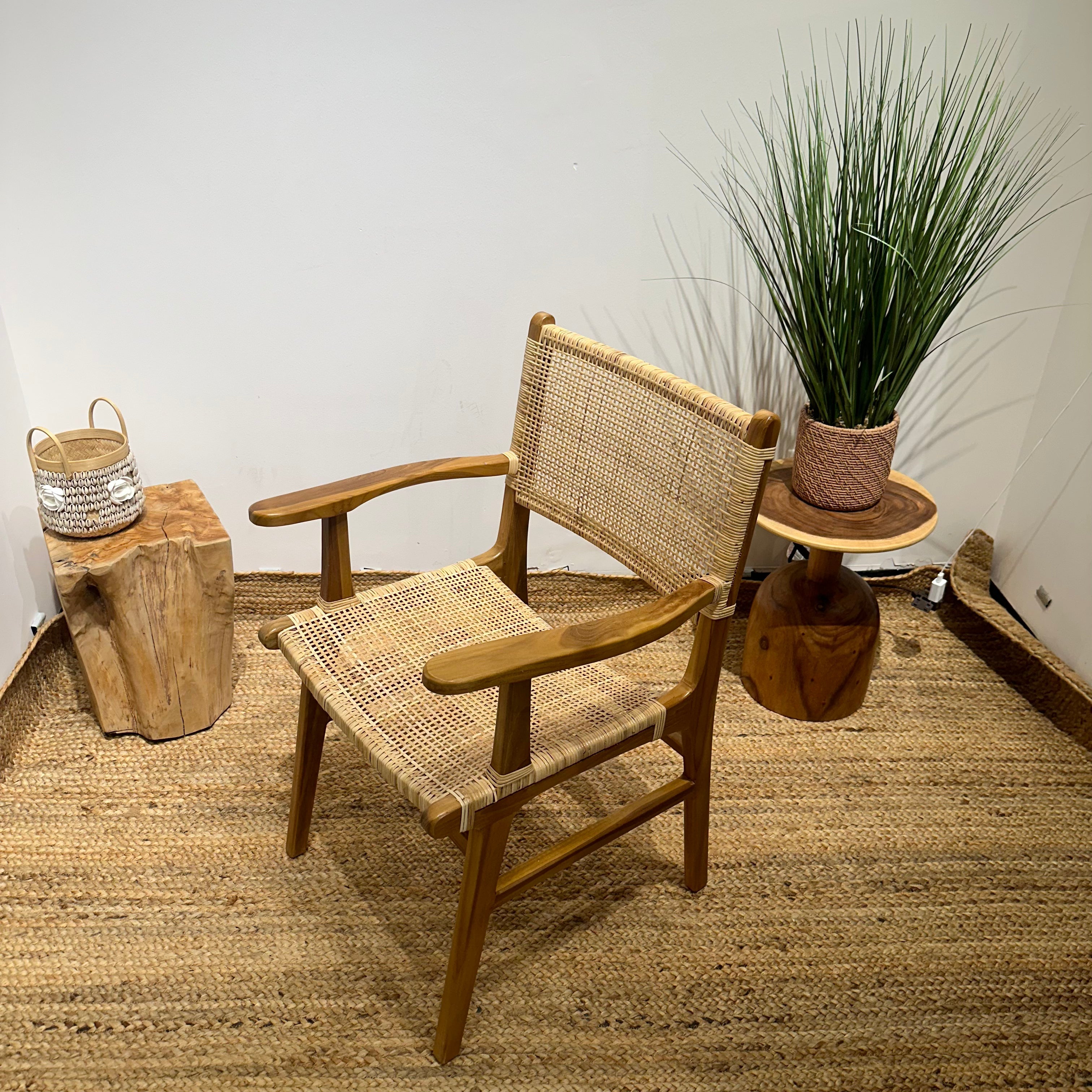 LAZY Walnut Rattan Armchair