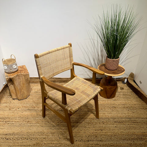 LAZY Walnut Rattan Armchair