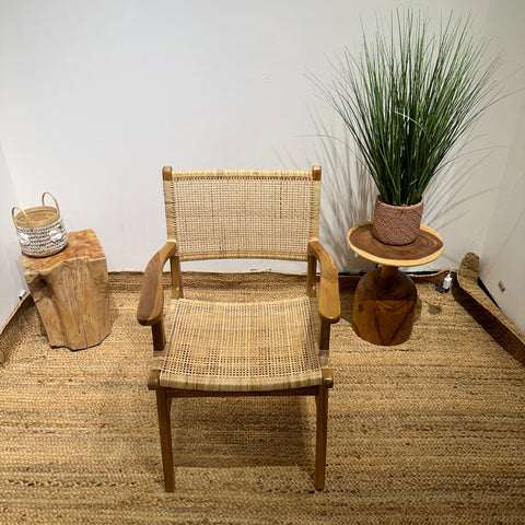 LAZY Walnut Rattan Armchair