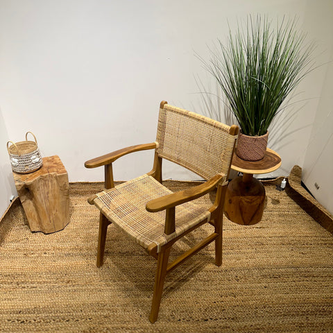 LAZY Walnut Rattan Armchair