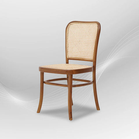 KEVINARMLESS Walnut Rattan Mid-Century Modern Dining Chair| Mid-Century Modern Armless Side Chairs for Kitchen, Dining Room, Restaurant, Walnut Wood, Cane Rattan Seat, Dining Side Chair