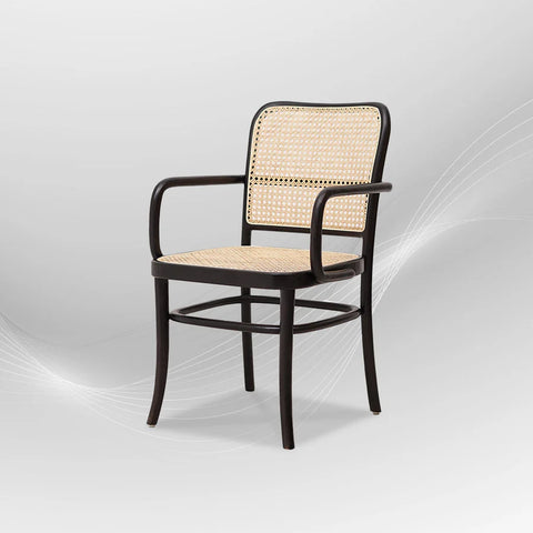 KEVINWITHARM Black Rattan Mid-Century Modern Armchair