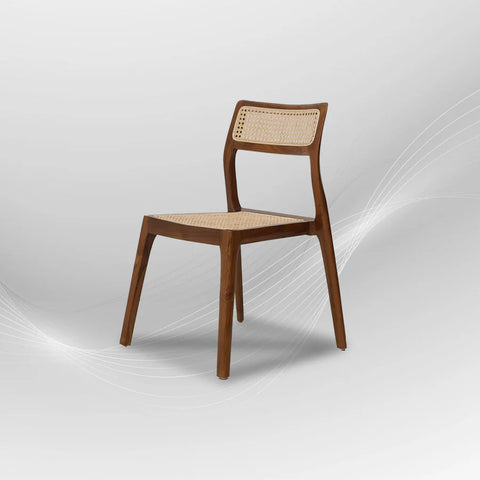 STACKING Walnut Rattan Dining Chair